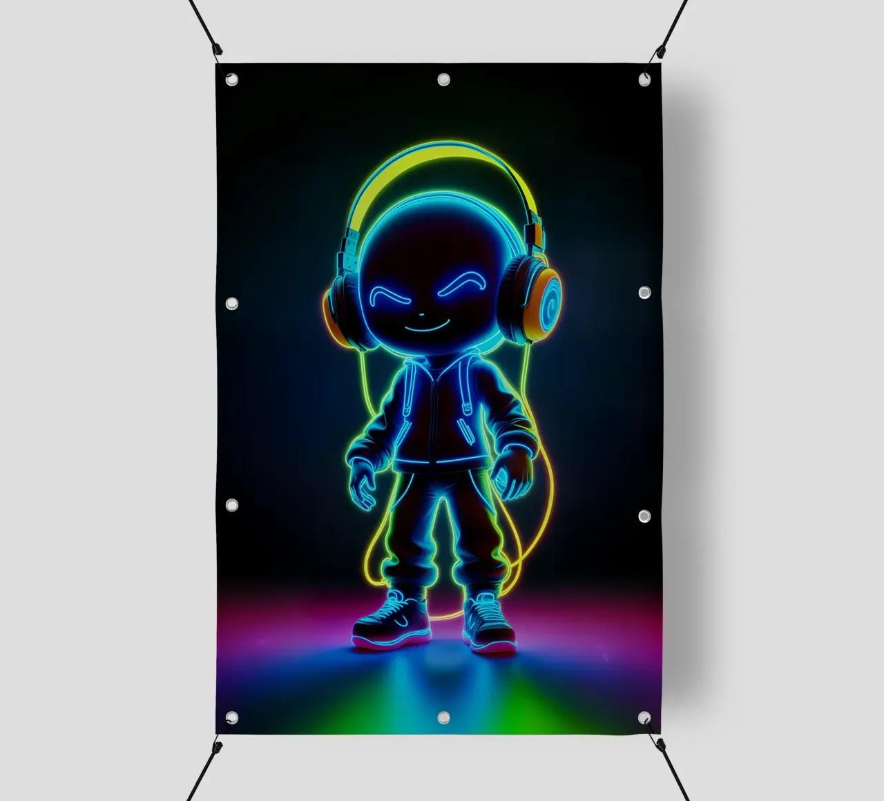Stickman in cuffia telo in pvc da MakArena