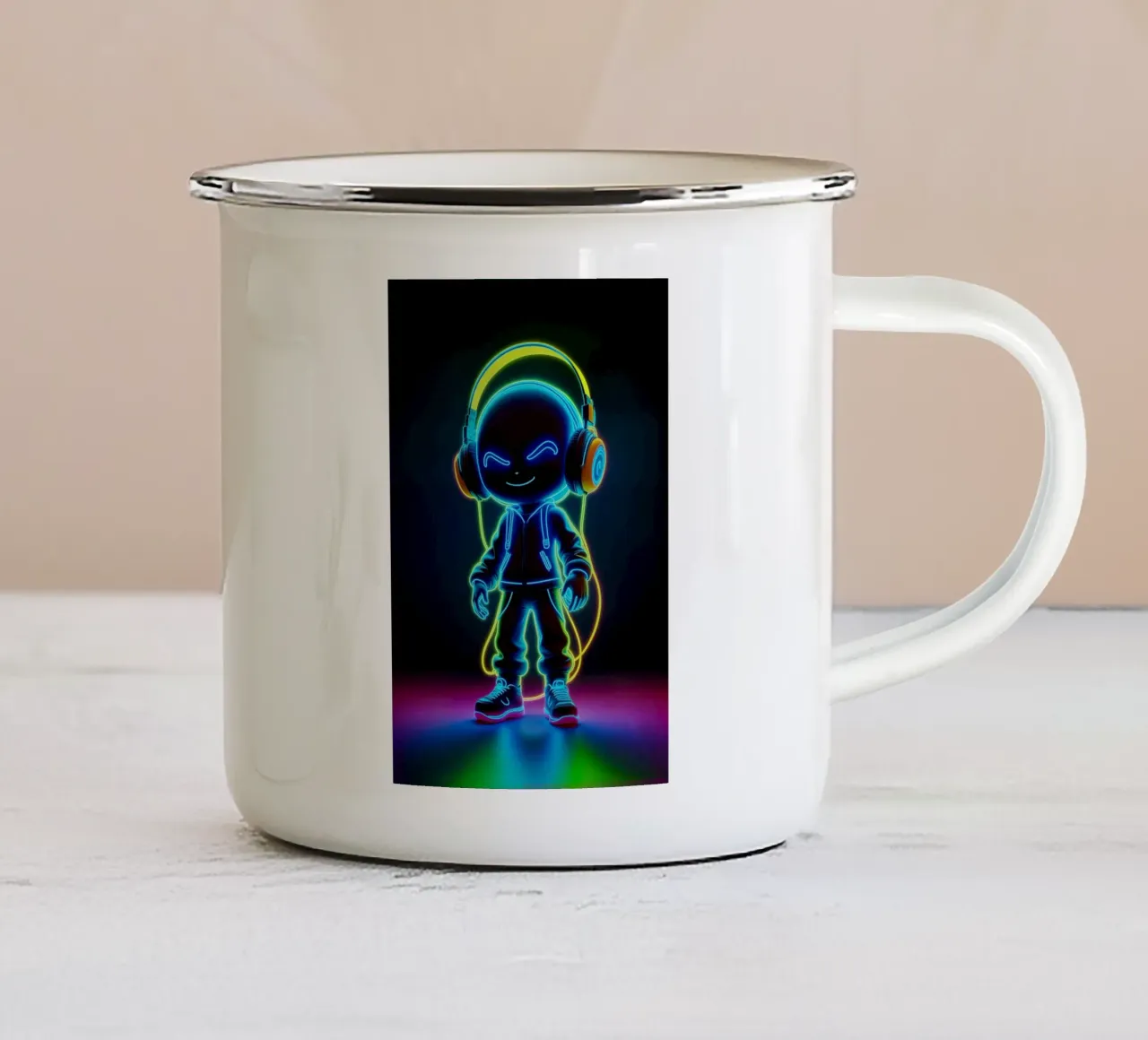 Stickman in cuffia tazza in smalto da MakArena