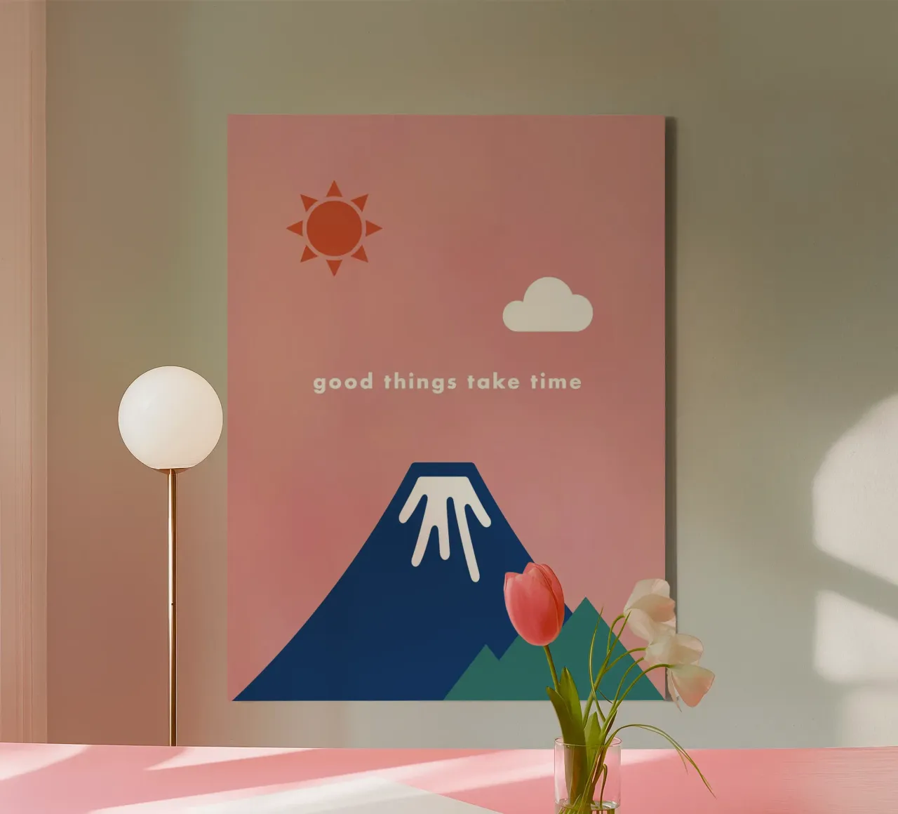 good things take time tela con Cornice a cassetta da natural neutral