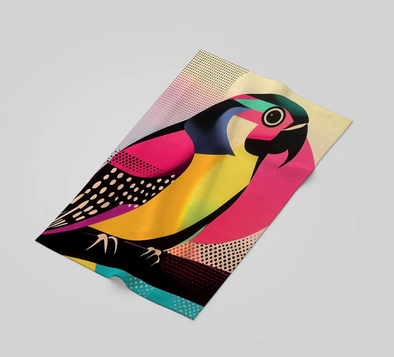 Decorative parrot | Optical Art Raster Print beach towel by Autofocus