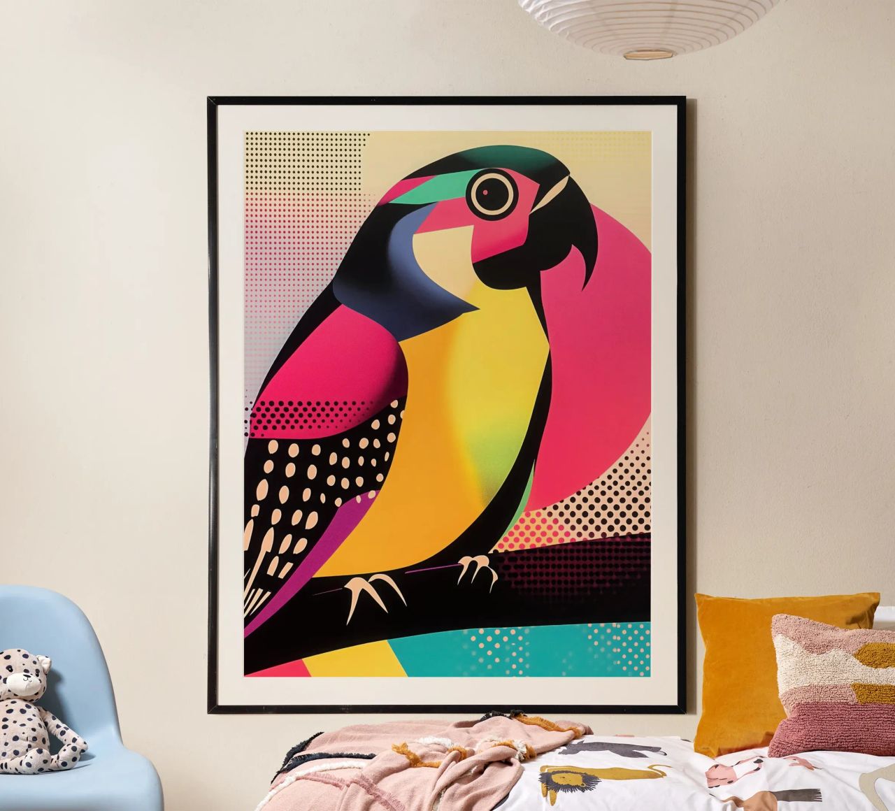 Perroquet décoratif | Optical Art Raster Print poster de Autofocus