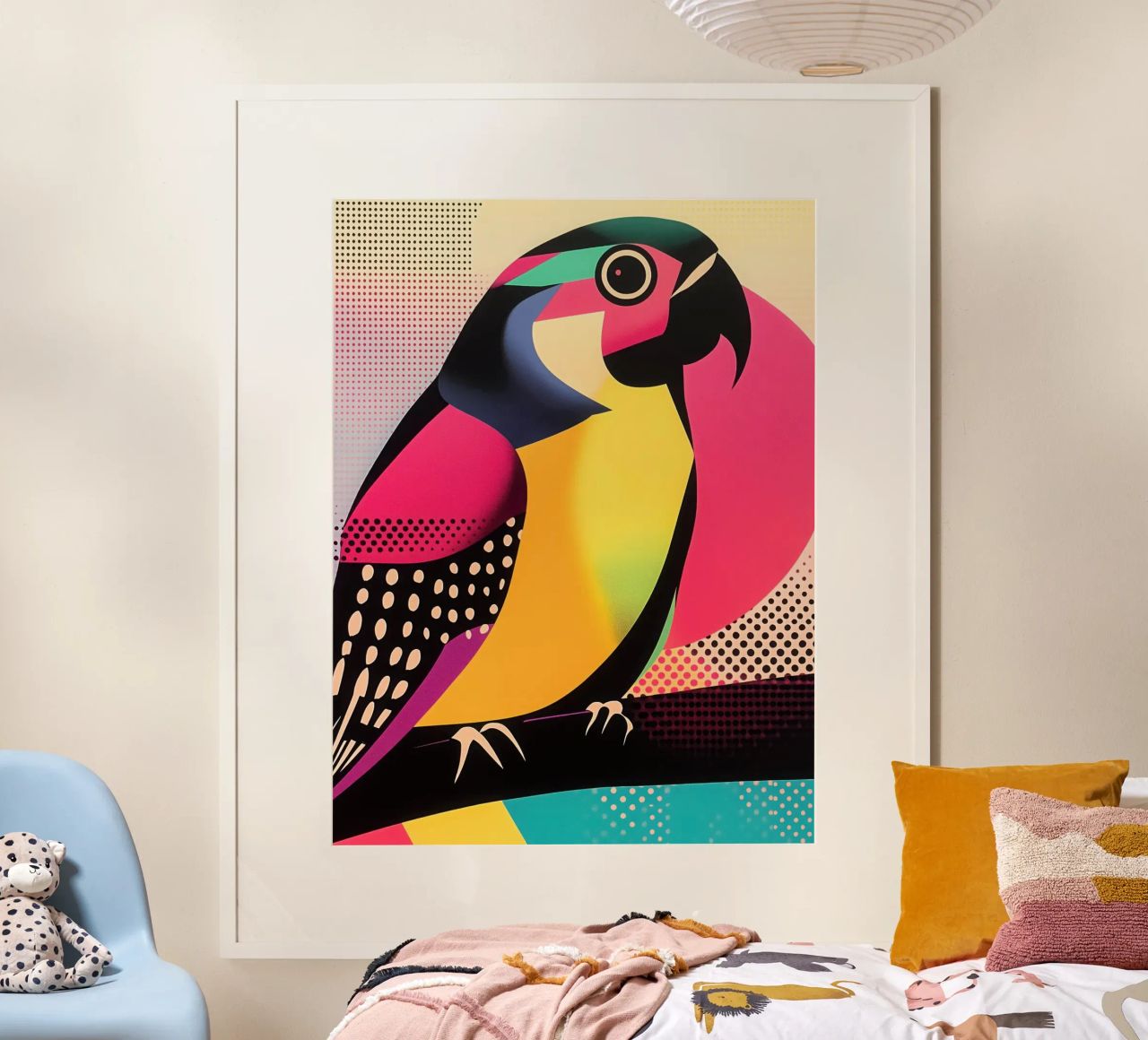 Perroquet décoratif | Optical Art Raster Print poster de Autofocus