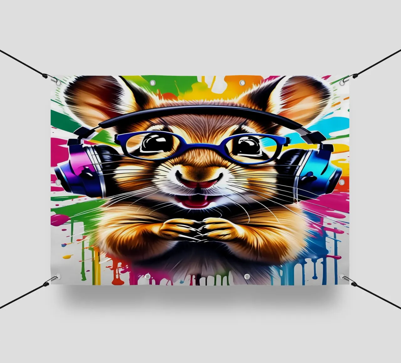 Chipmunk in cuffia, graffiti telo in pvc da MakArena