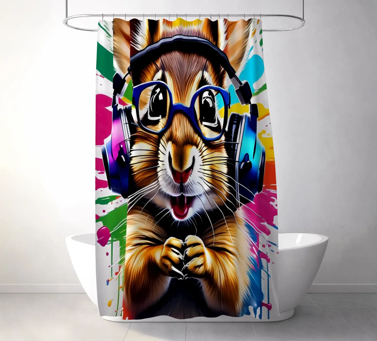 Chipmunk in cuffia, graffiti tenda da doccia da MakArena