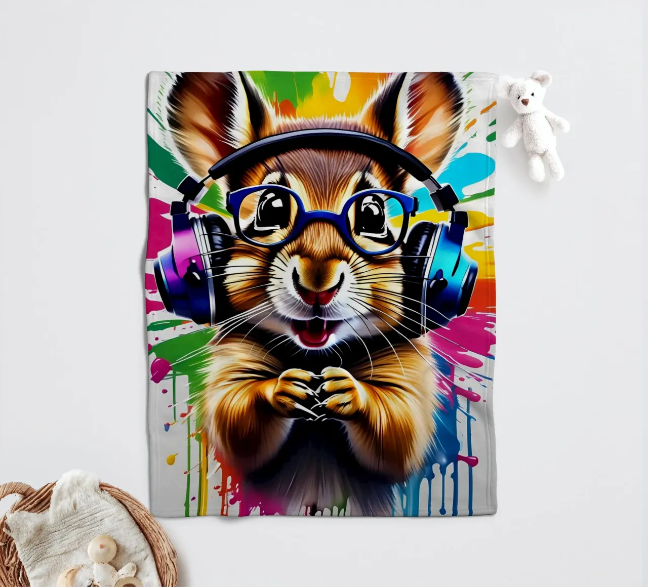 Chipmunk in cuffia, graffiti coperta in pile da MakArena