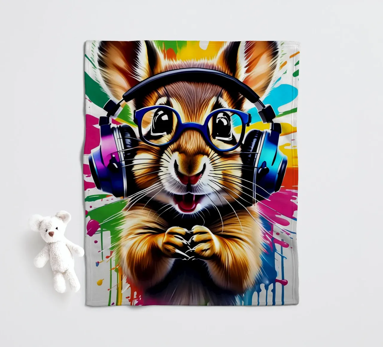 Chipmunk in cuffia, graffiti coperta in pile da MakArena
