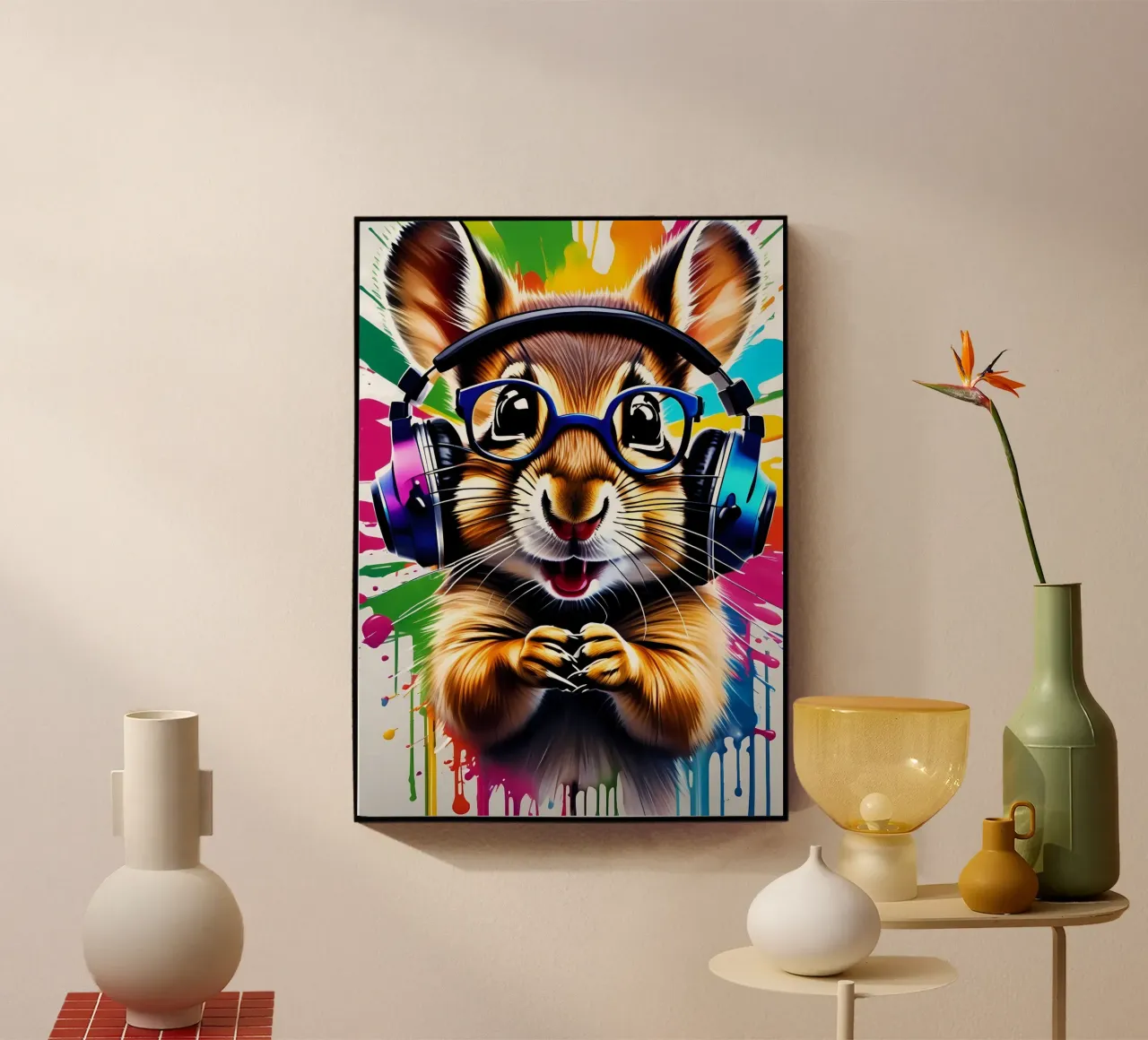 Chipmunk in cuffia, graffiti plexiglass da MakArena