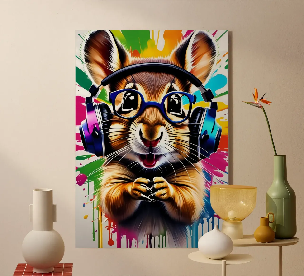 Chipmunk in cuffia, graffiti plexiglass da MakArena