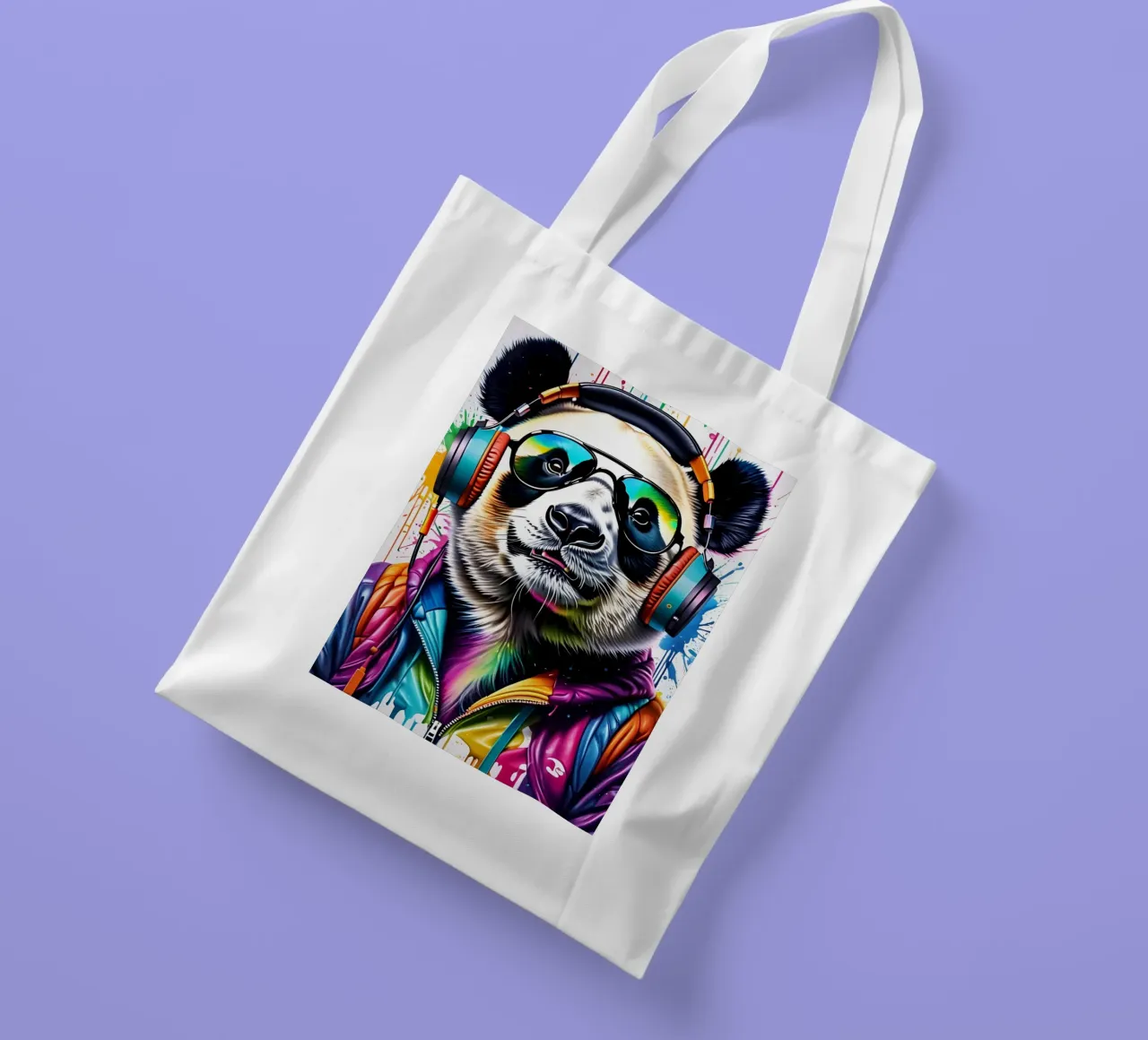 Panda con cuffie e occhiali borsa in juta da MakArena