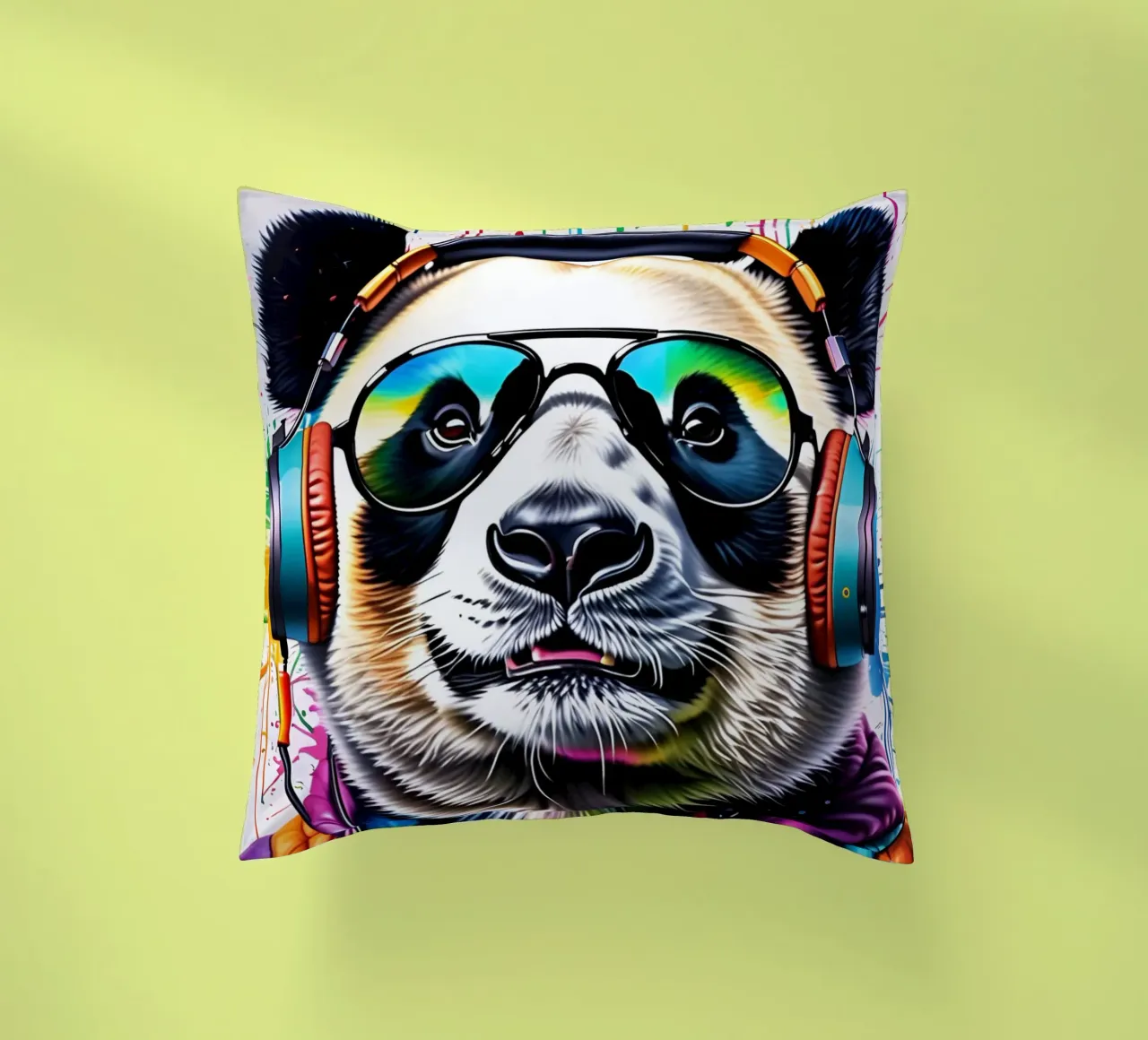 Panda con cuffie e occhiali cuscino da MakArena