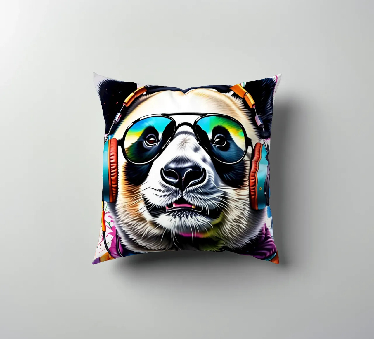 Panda con cuffie e occhiali cuscino da MakArena