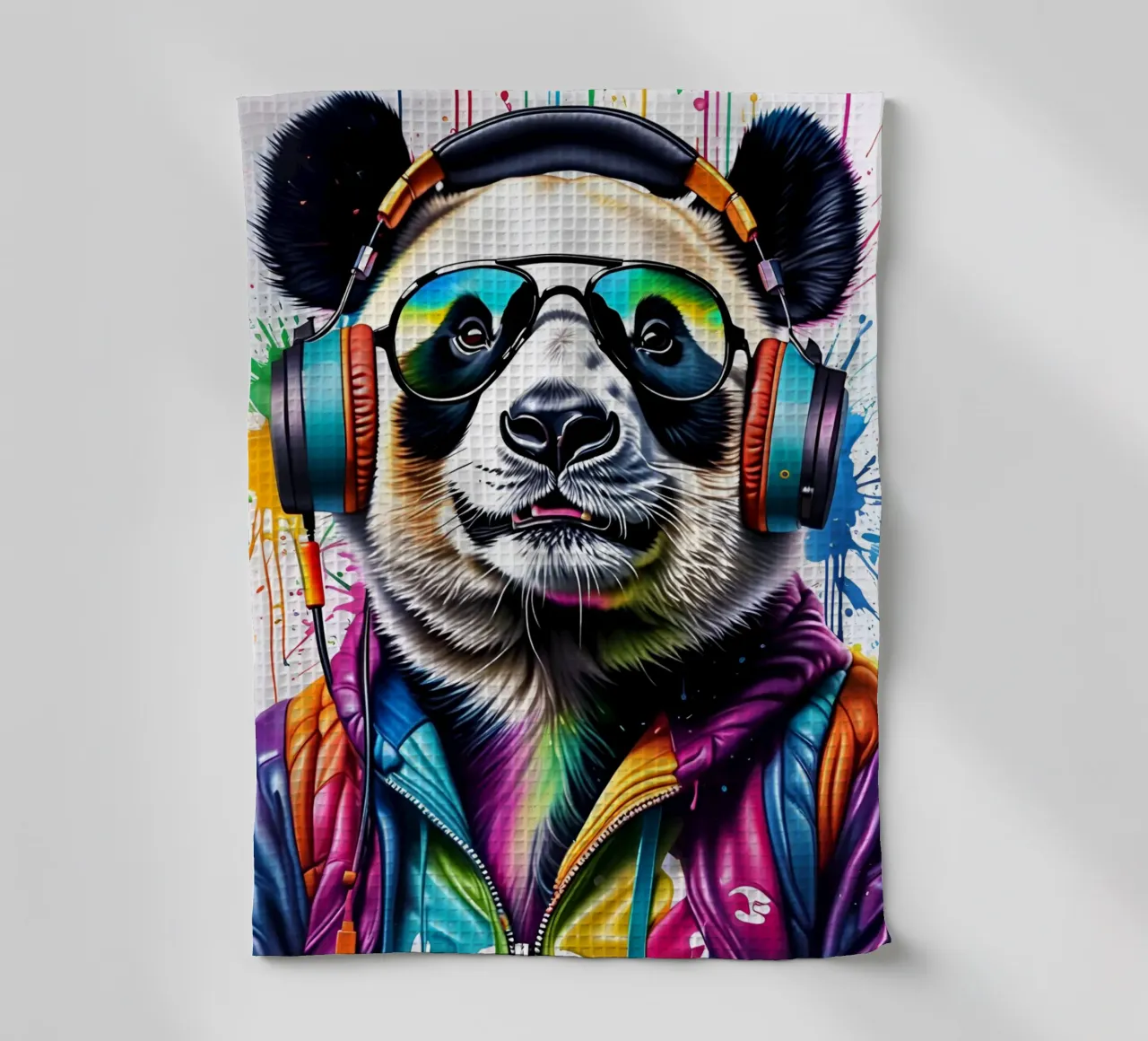 Panda con cuffie e occhiali canovaccio da cucina da MakArena