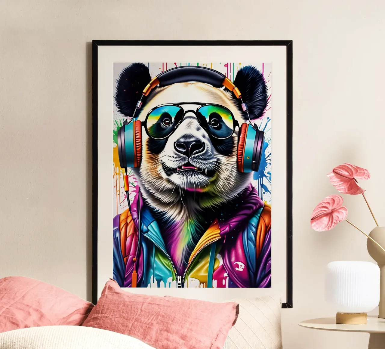 Panda con cuffie e occhiali carta hahnemühle da MakArena