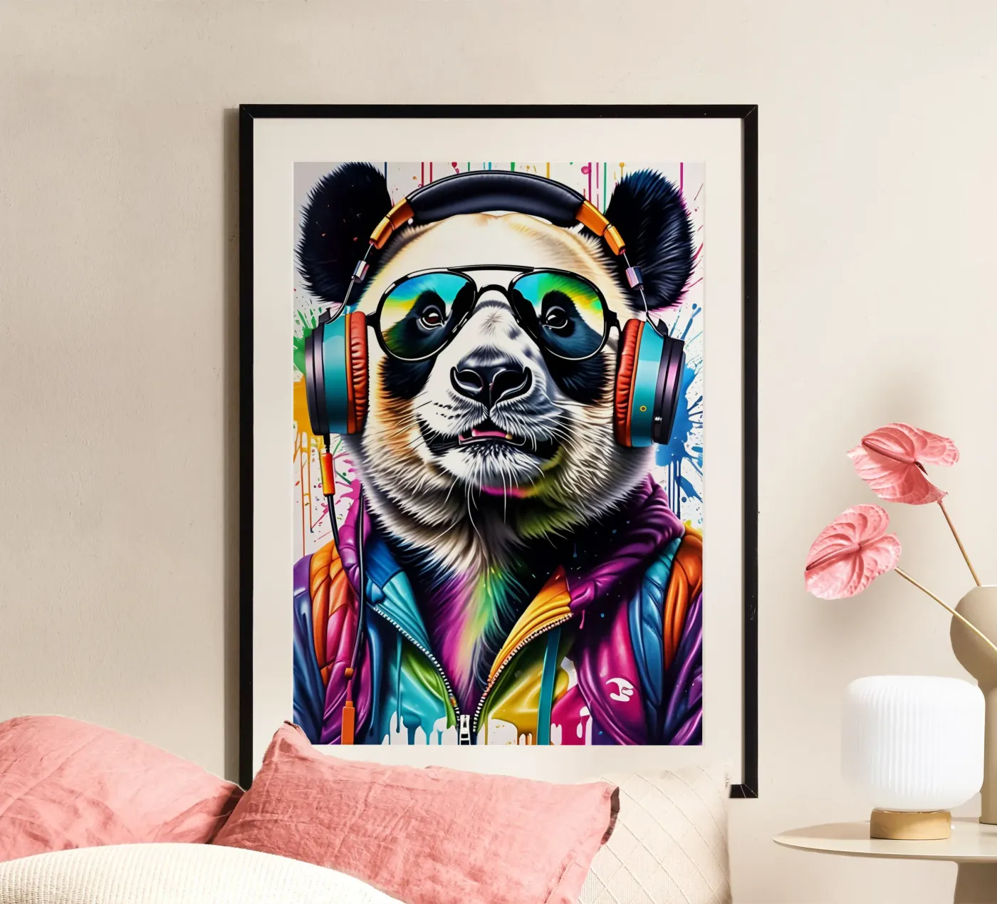 Panda con cuffie e occhiali poster da MakArena