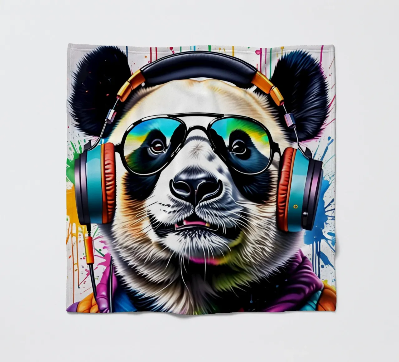 Panda con cuffie e occhiali coperta in pile da MakArena