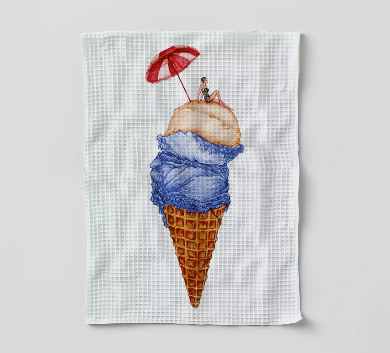 Summer Vacation tea towel by Laura O'Connor