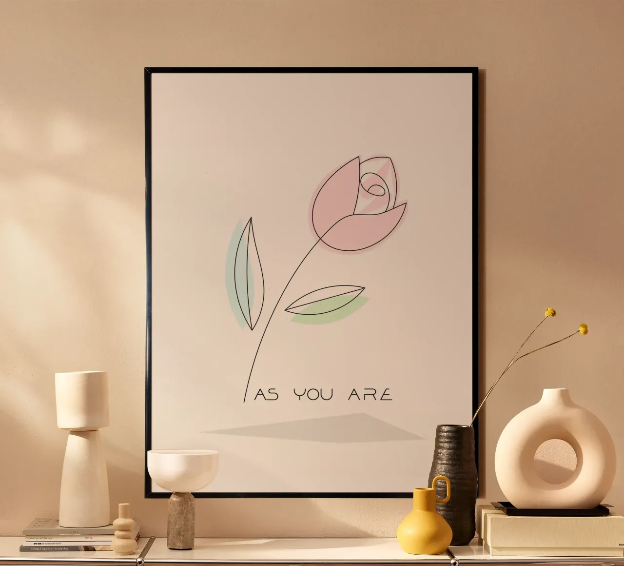Tulip - as you are poster con telaio in alluminio da natural neutral
