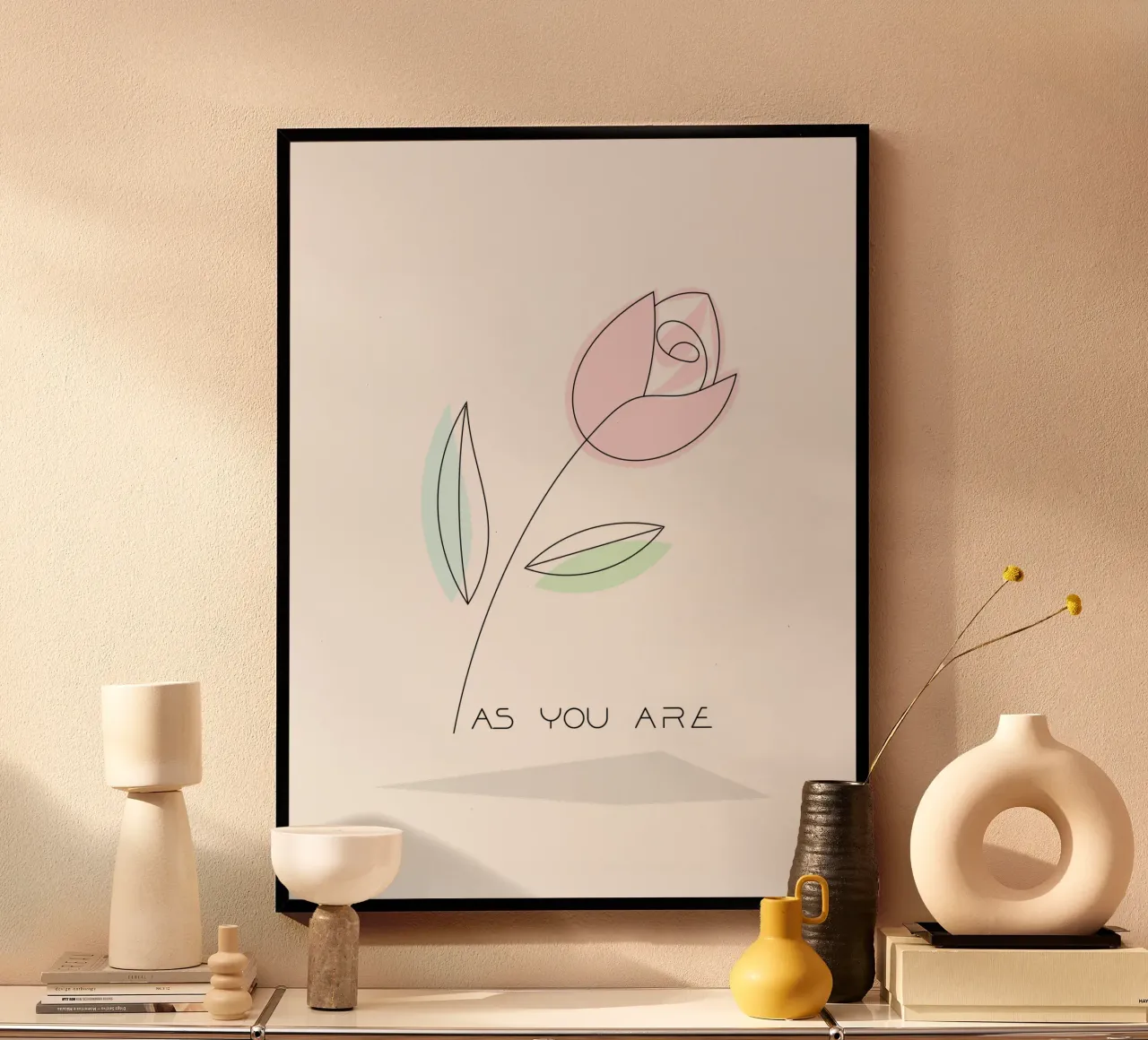 Tulip - as you are poster con telaio in alluminio da natural neutral