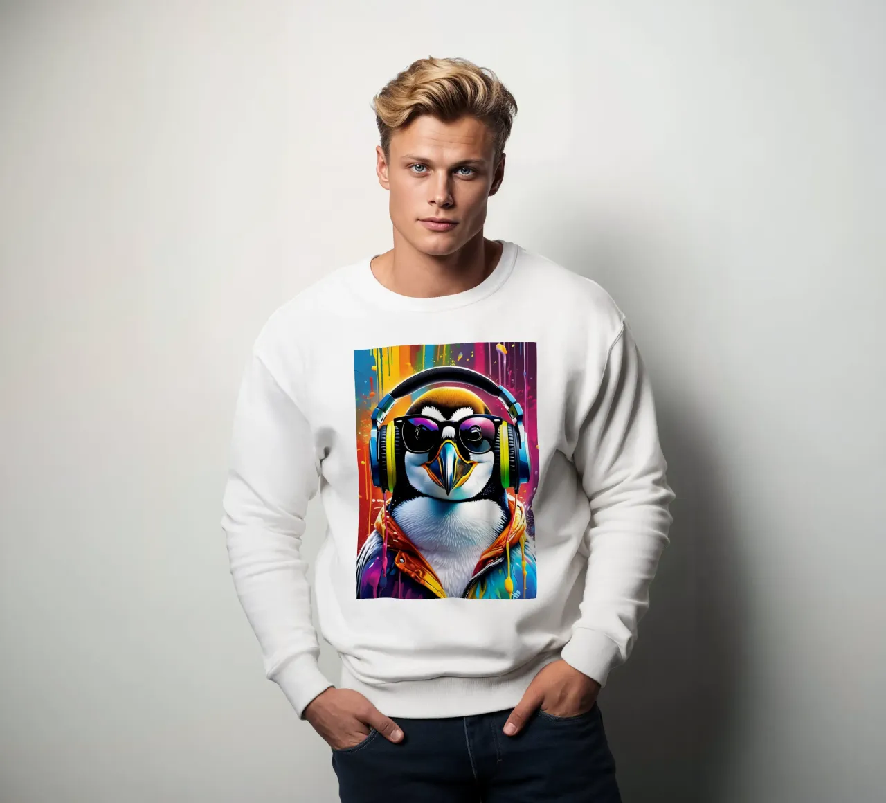 Pinguino con cuffie e occhiali felpa da MakArena