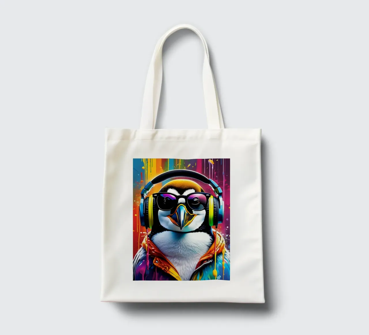 Pinguino con cuffie e occhiali borsa in juta da MakArena