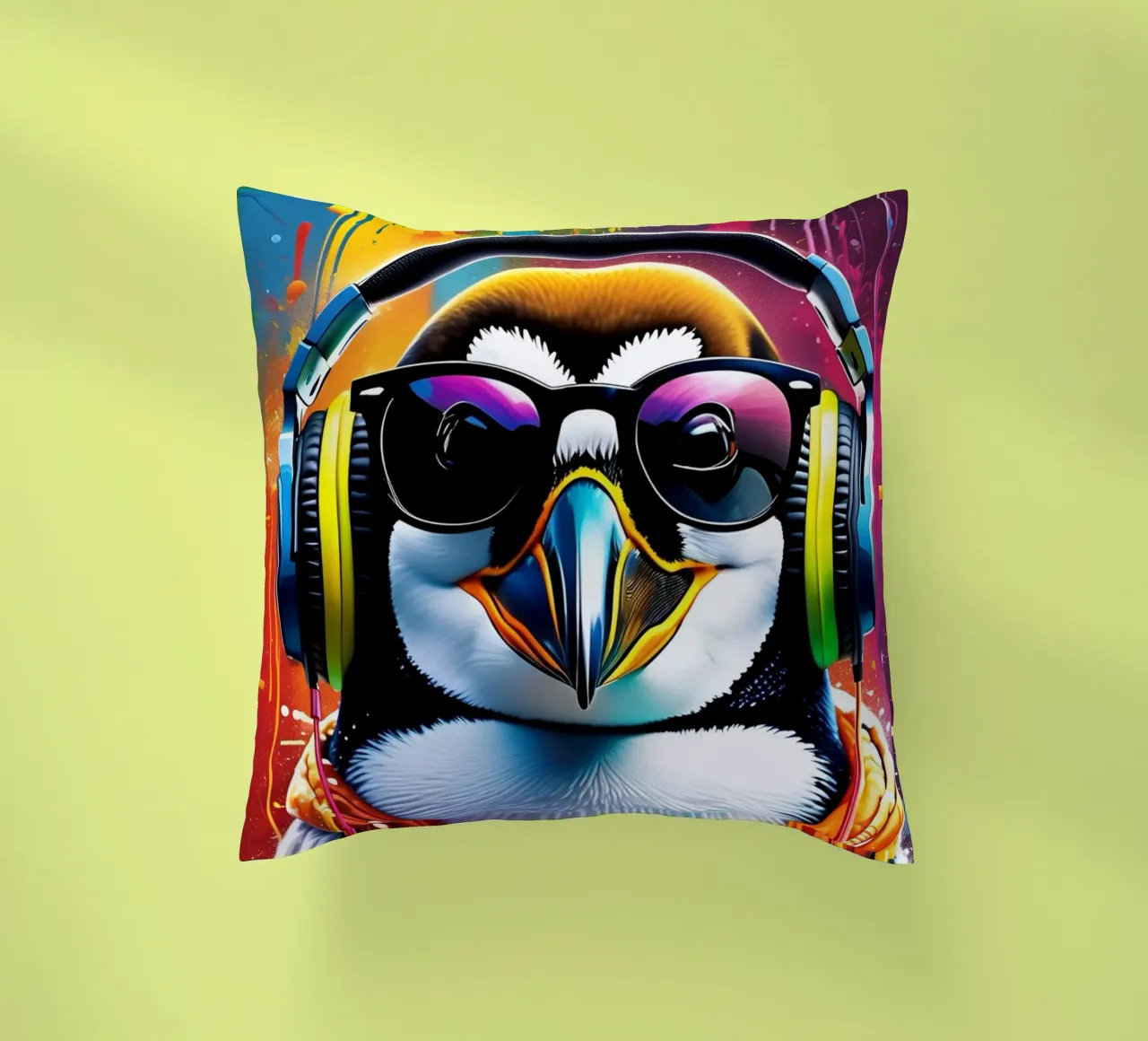 Pinguino con cuffie e occhiali cuscino da MakArena