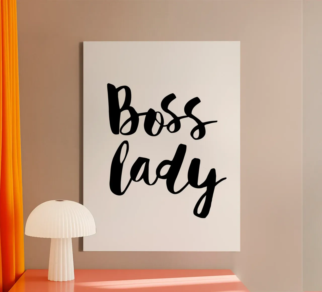 Boss Lady Typografie Ontwerp in zwart en wit canvas met Baklijst van THE MOTIVATED TYPE