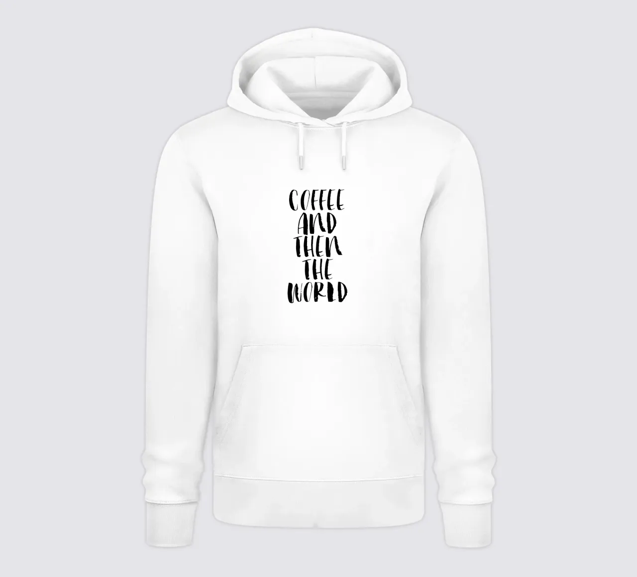 Caffè e poi il mondo in bianco e nero felpa con cappuccio da THE MOTIVATED TYPE