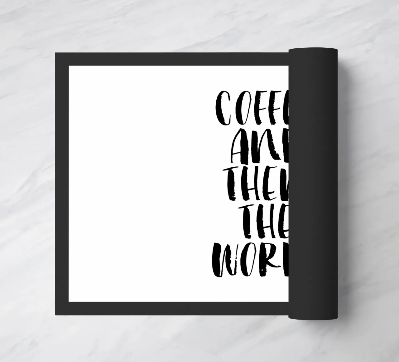 Café y el mundo en blanco y negro felpudo de THE MOTIVATED TYPE