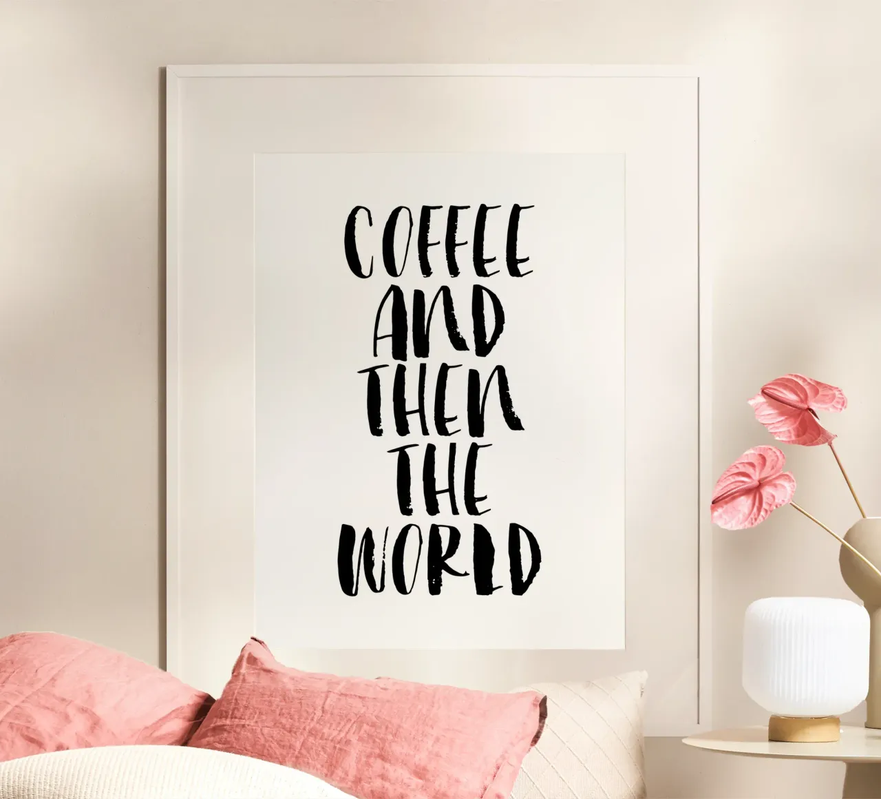 Caffè e poi il mondo in bianco e nero carta hahnemühle da THE MOTIVATED TYPE