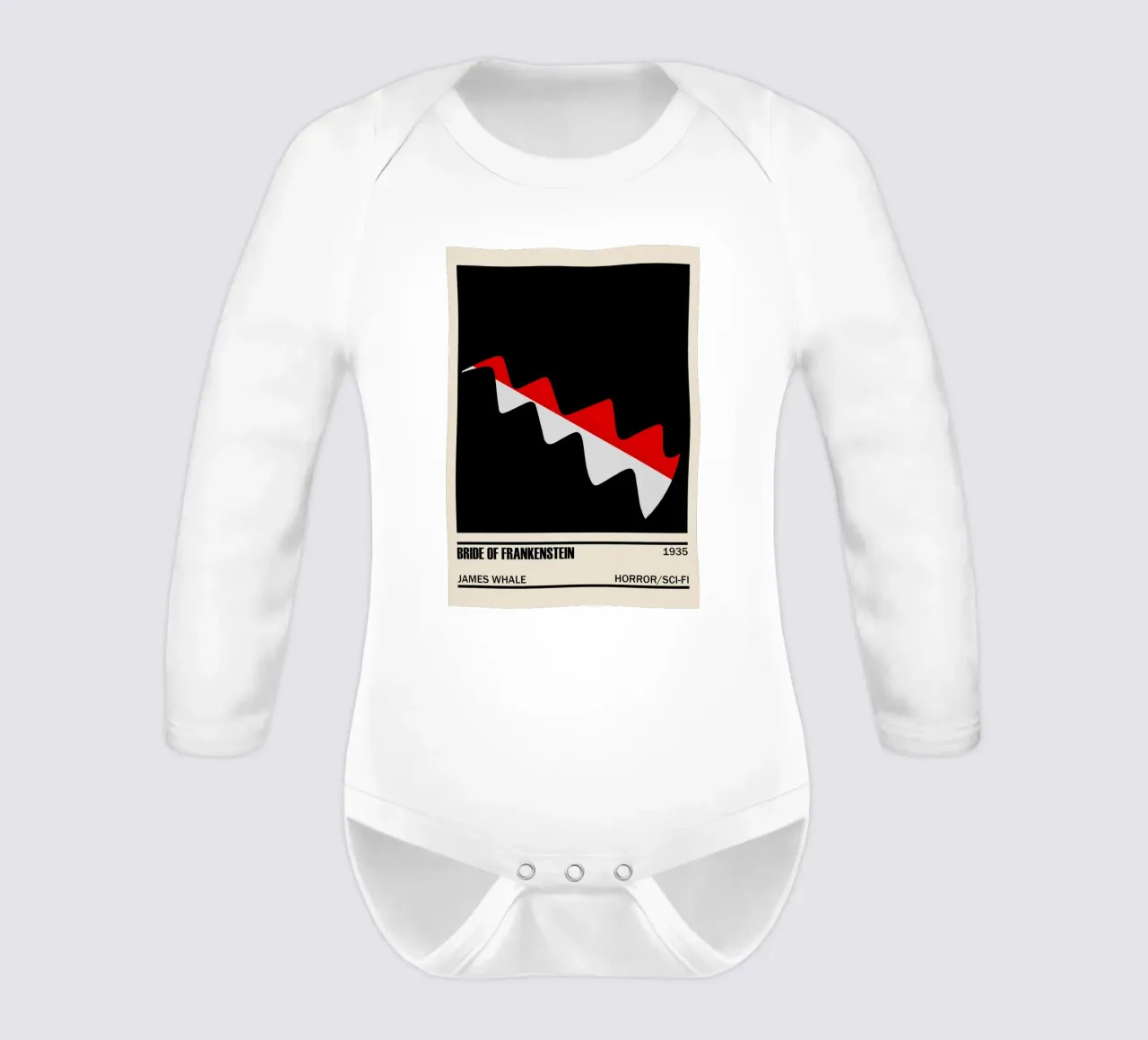 The Bride of Frankenstein long-sleeve baby romper by TheArtstudio