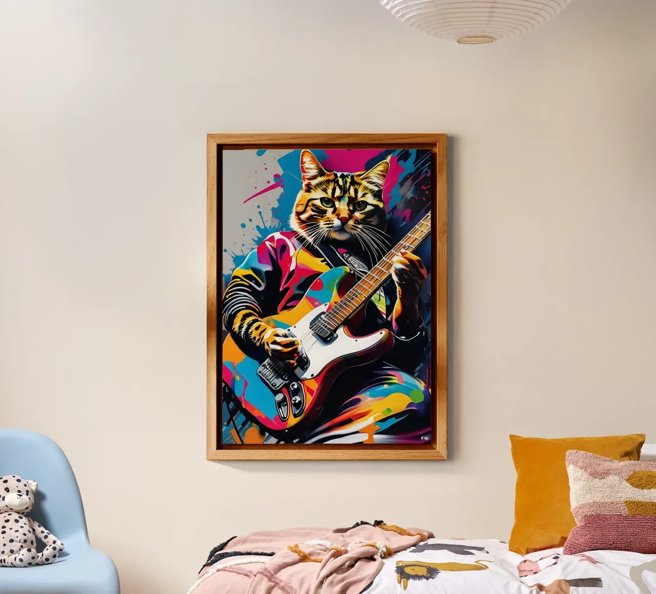 Cat playing the guitar alu-dibond by PosterOK