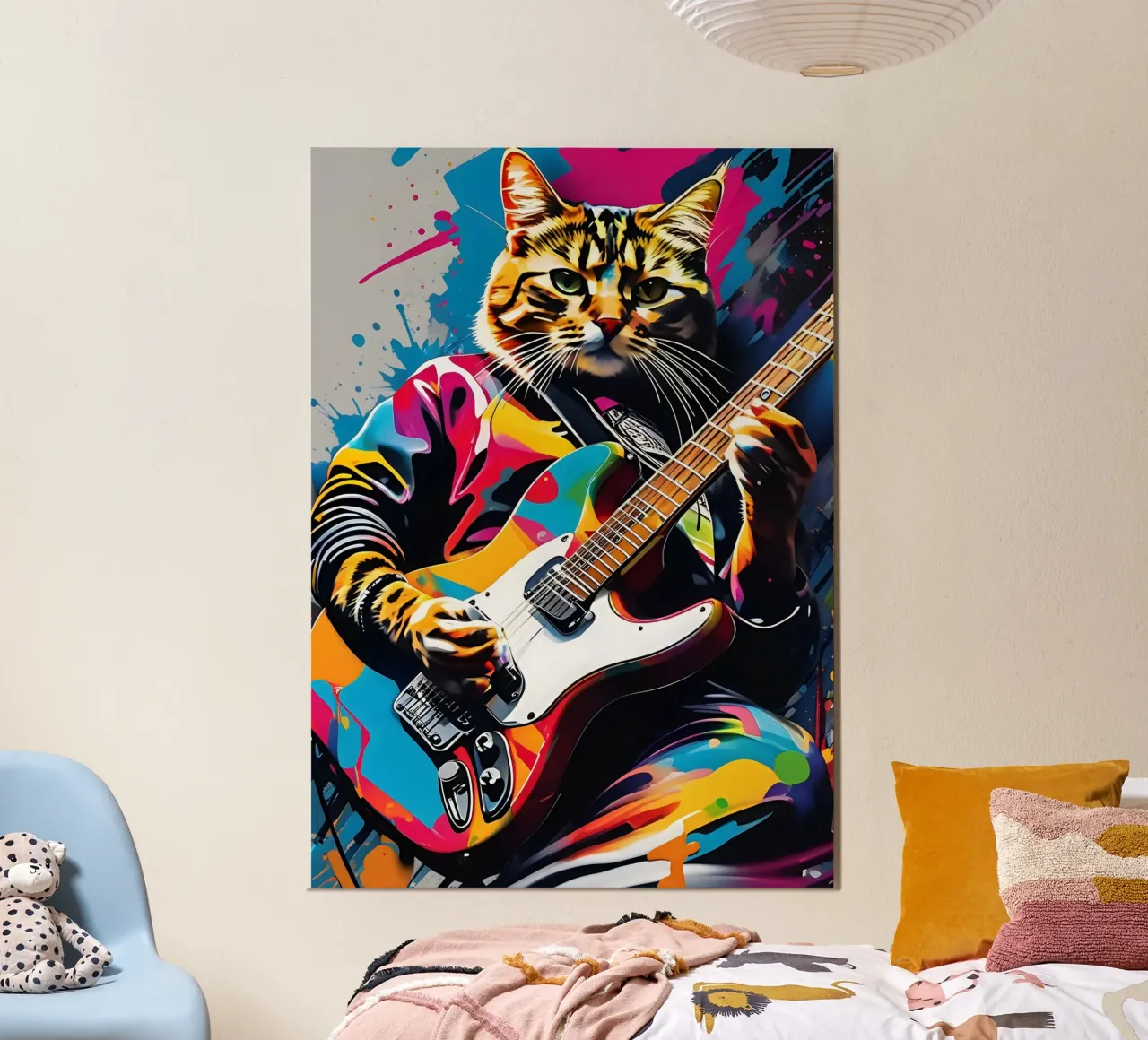 Cat playing the guitar alu-dibond by PosterOK