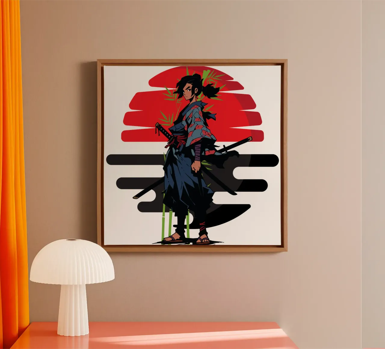 samurai adolescente tela con Cornice a cassetta da yukihana