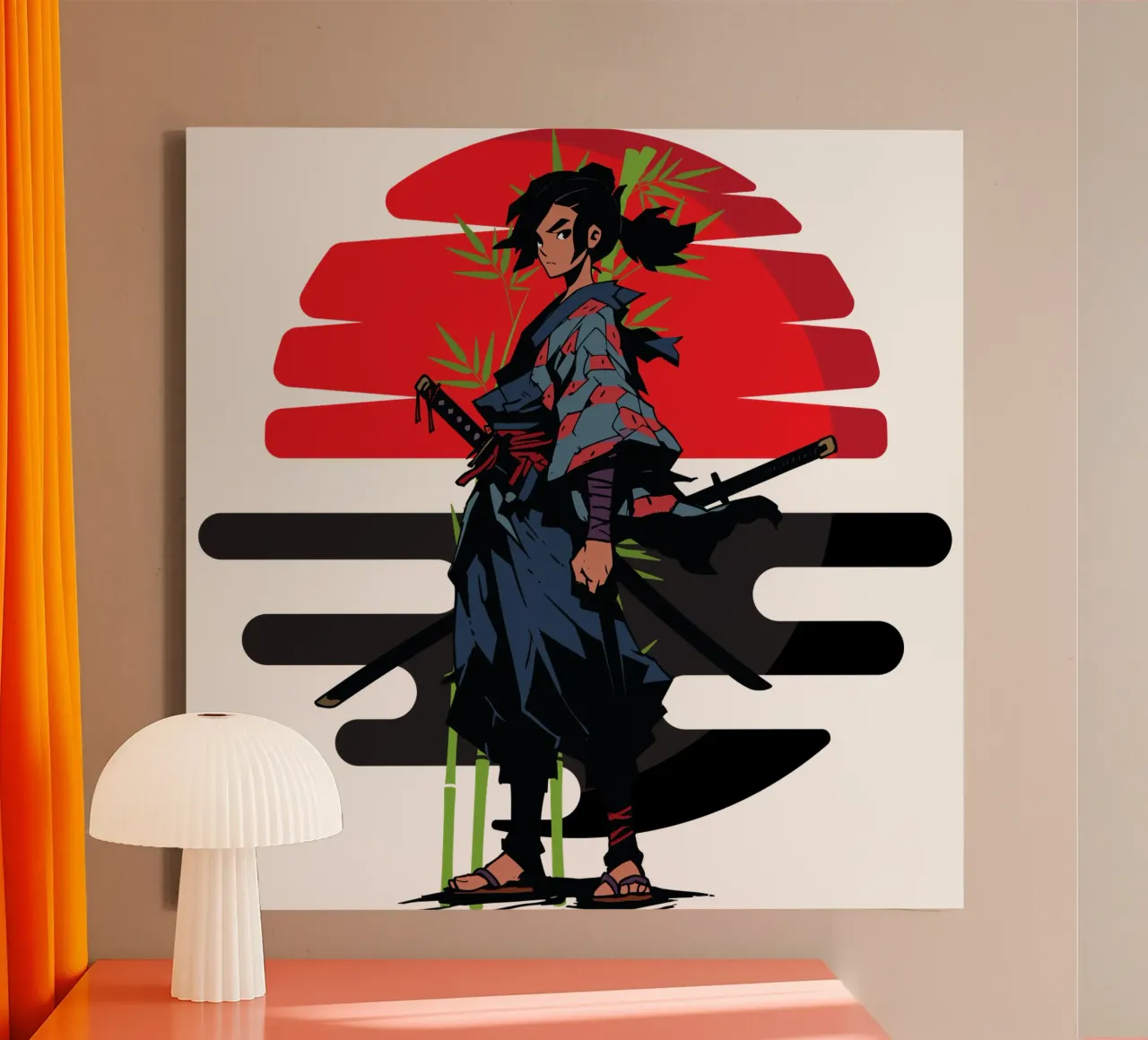 samurai adolescente tela con Cornice a cassetta da yukihana