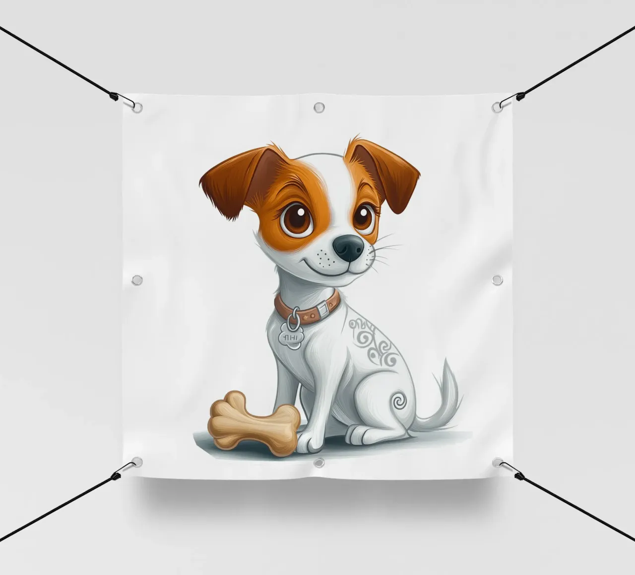 Cucciolo stravagante con un osso giocoso telo in pvc da Motivate-Today