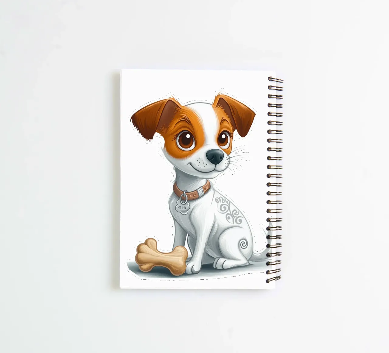Whimsical Pup with a Playful Bone spiral notebook by Motivate-Today