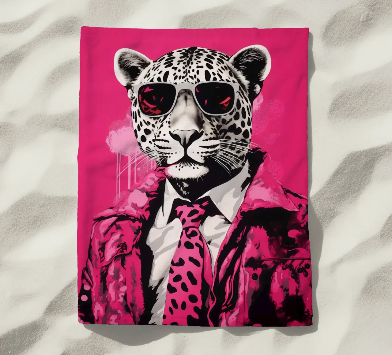 Jefe Pantera Rosa con gafas de sol | Pop Art toalla de playa de Autofocus