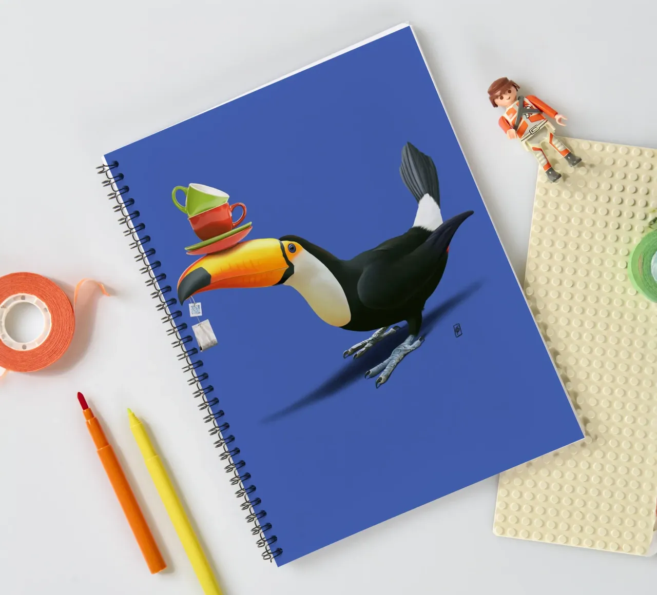 Tea for Tou (Colour) spiral notebook by Rob Art | Illustration