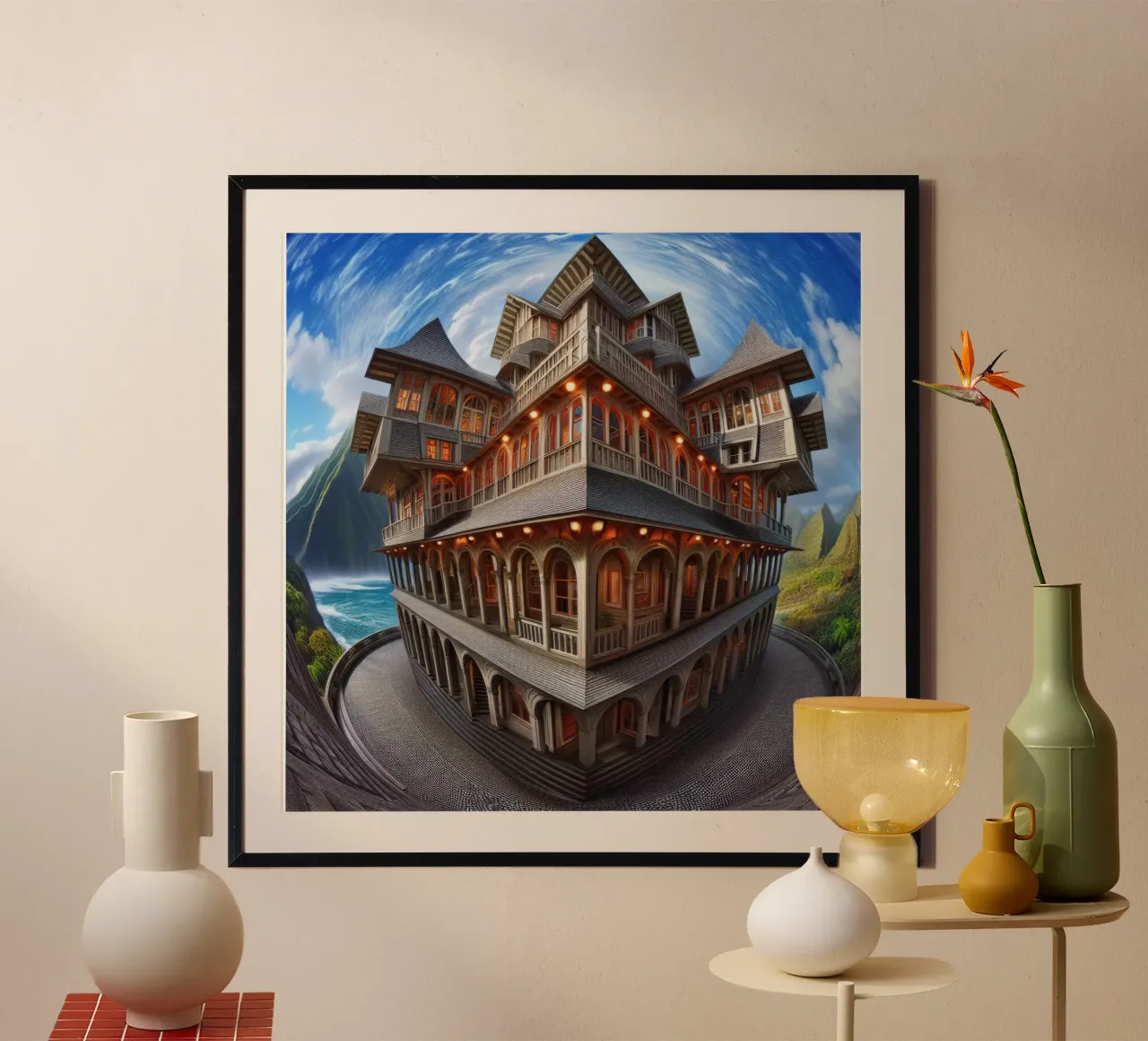 Sphere 057 - Victorian-Style Wooden Mansion poster with aluminum frame by Spheres