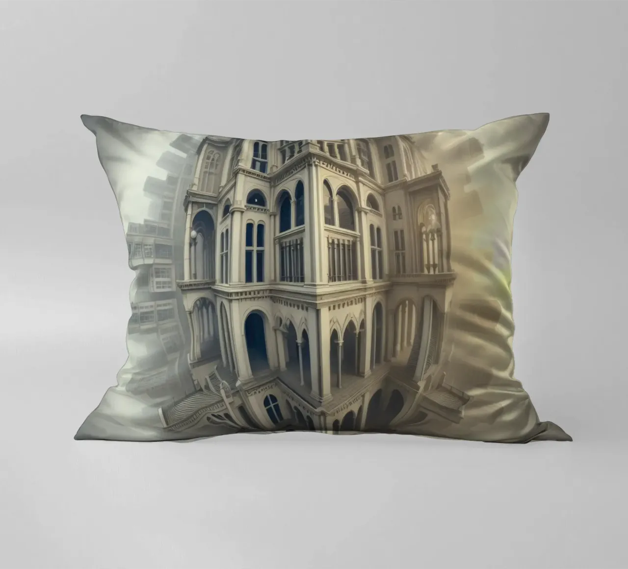 Sphere 058 - Surreal Spherical Cityscape decorative cushion by Spheres