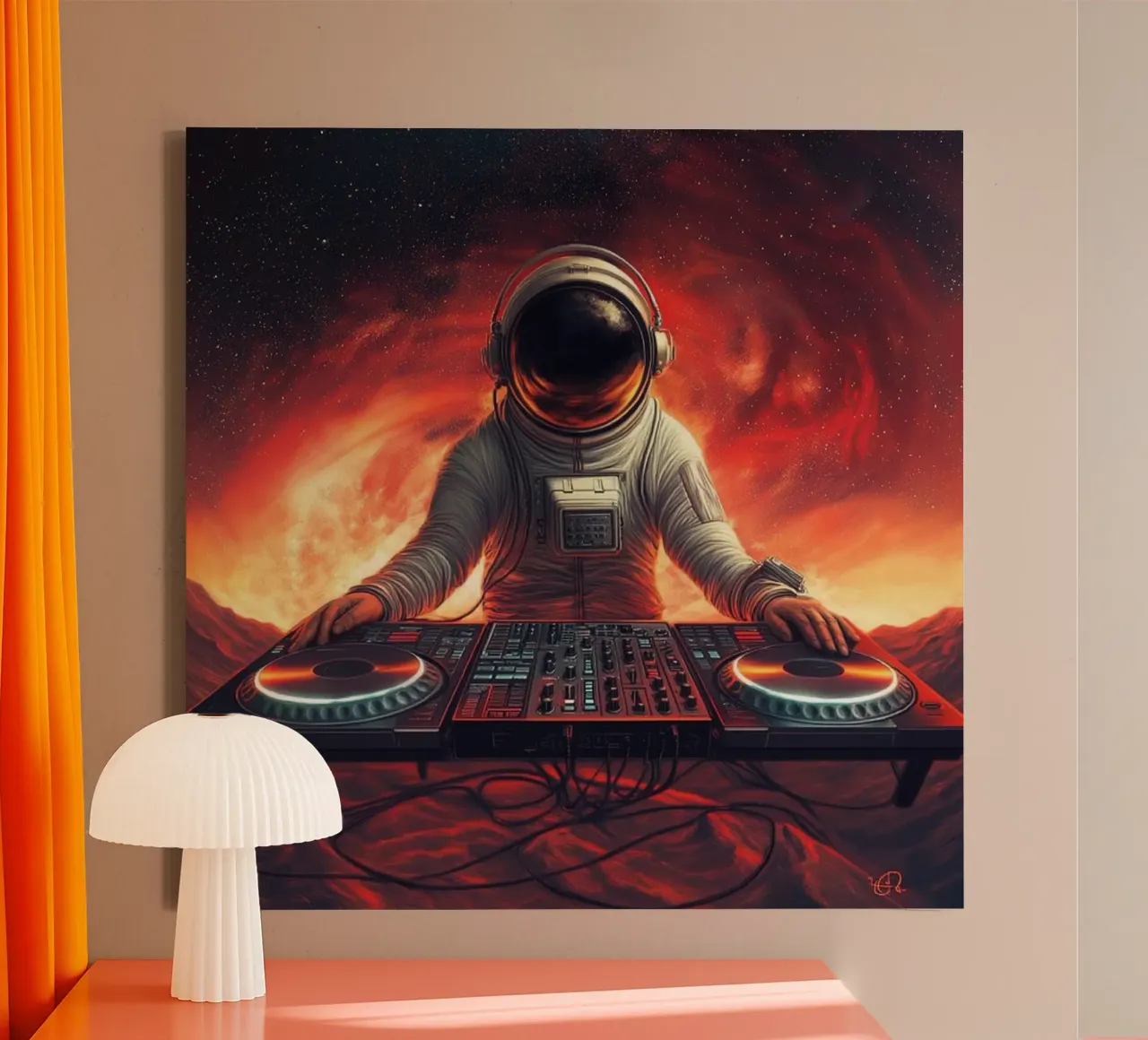 DJ Astronauta tela con Cornice a cassetta da Motivate-Today