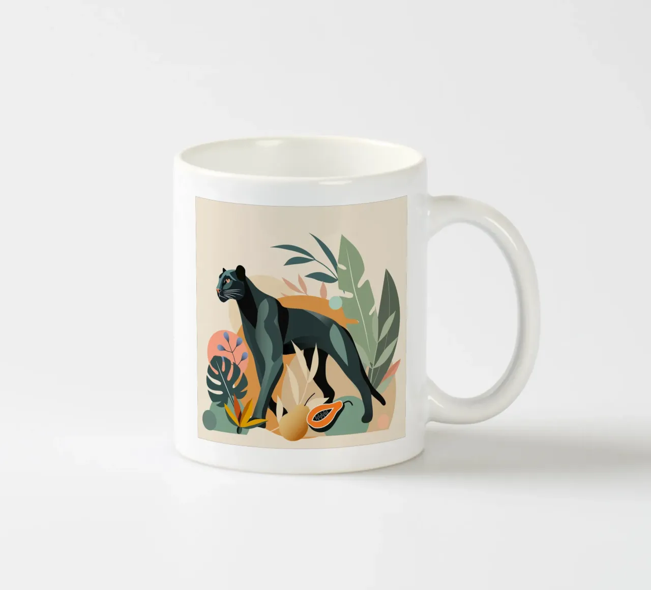 Panther in the jungle - Stylish animal illustration ceramic mug by namosh