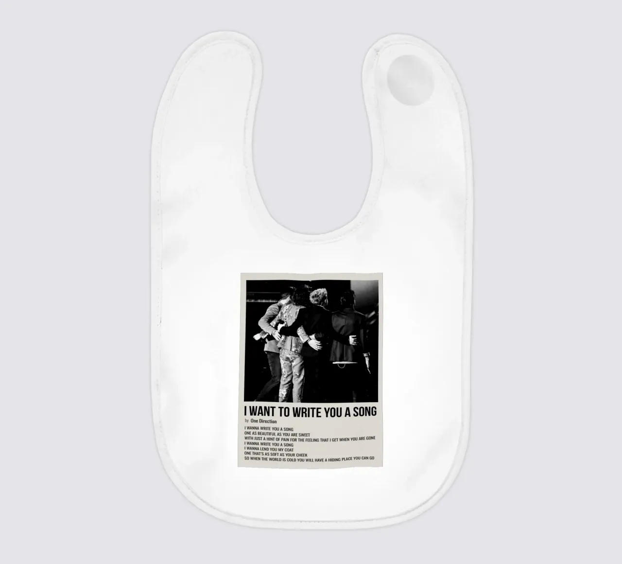 I WANT TO WRITE YOU A SONG by One Direction baby bib by SoundStudio