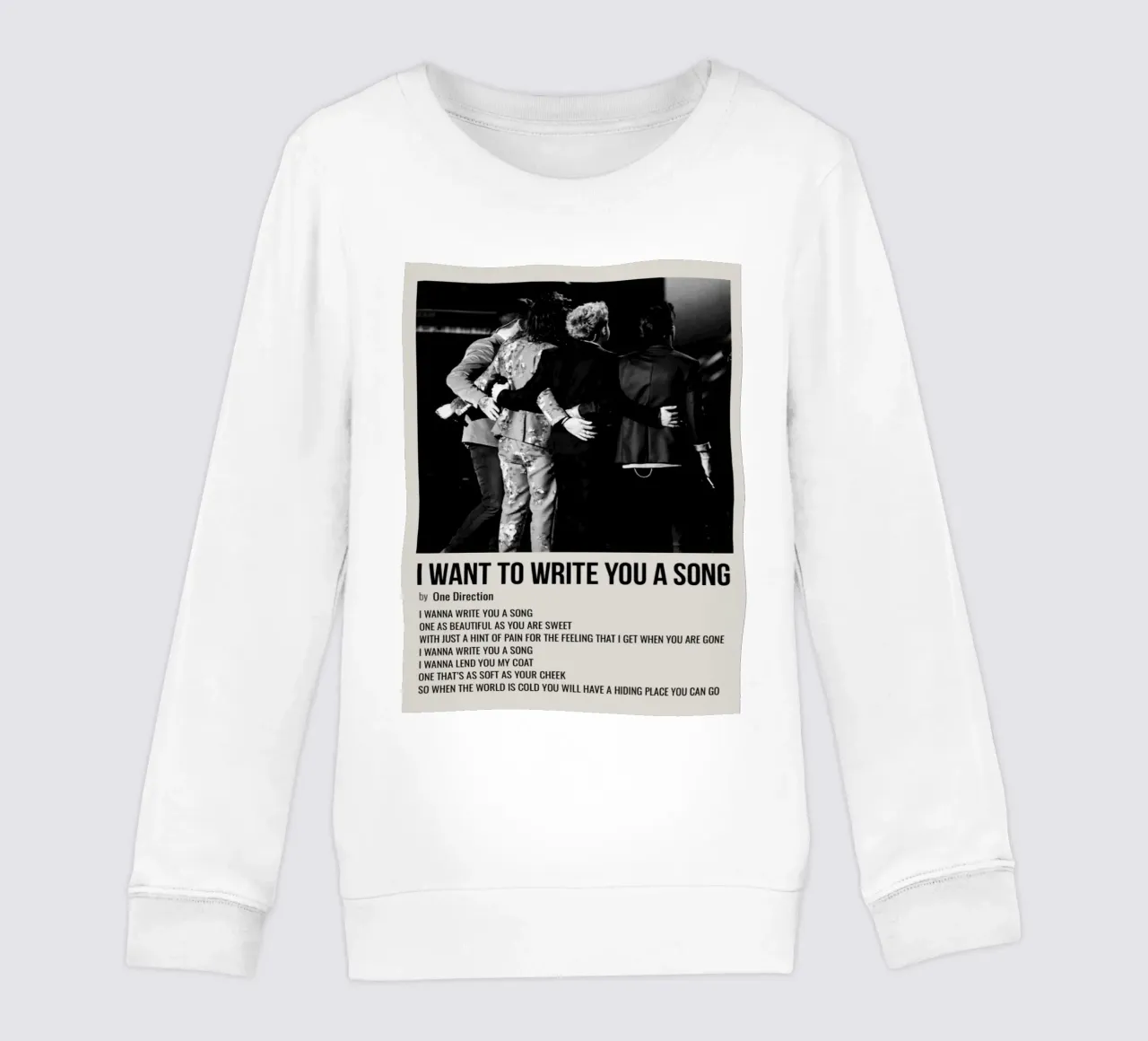 I WANT TO WRITE YOU A SONG by One Direction kids sweatshirt by SoundStudio