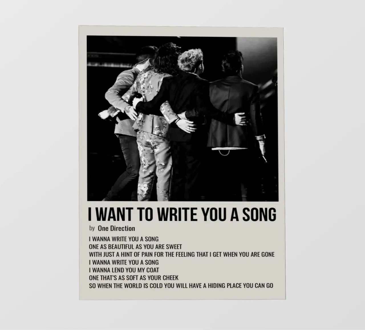 I WANT TO WRITE YOU A SONG by One Direction Backlit Folie von SoundStudio