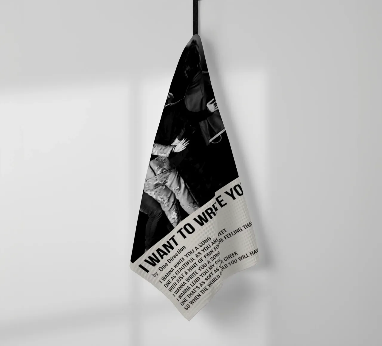 I WANT TO WRITE YOU A SONG by One Direction tea towel by SoundStudio