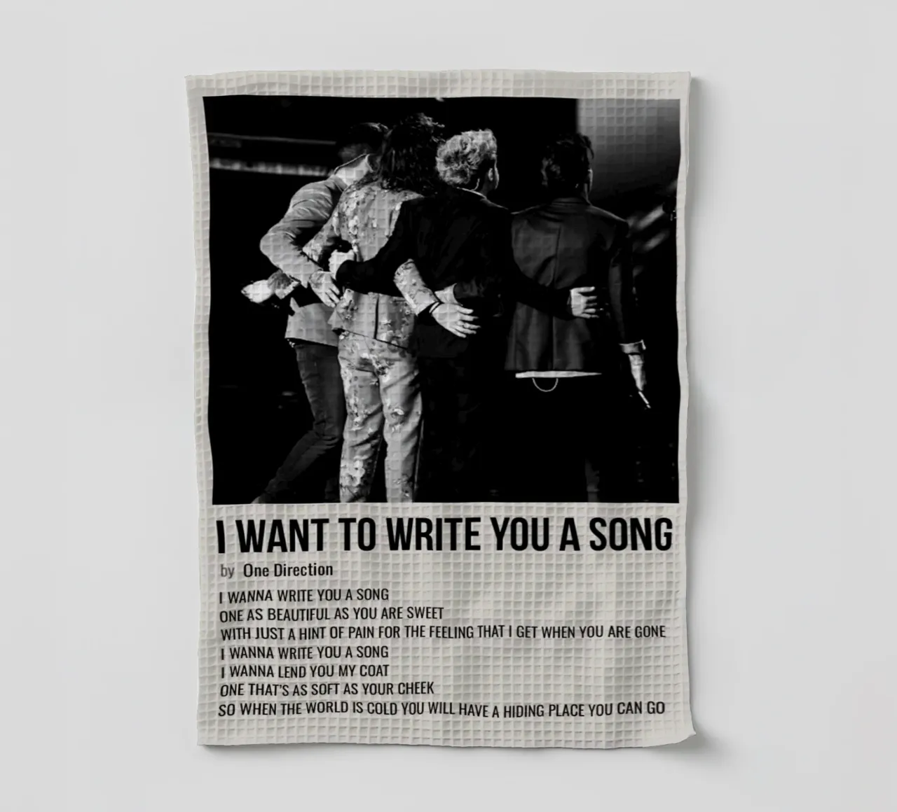 I WANT TO WRITE YOU A SONG by One Direction tea towel by SoundStudio