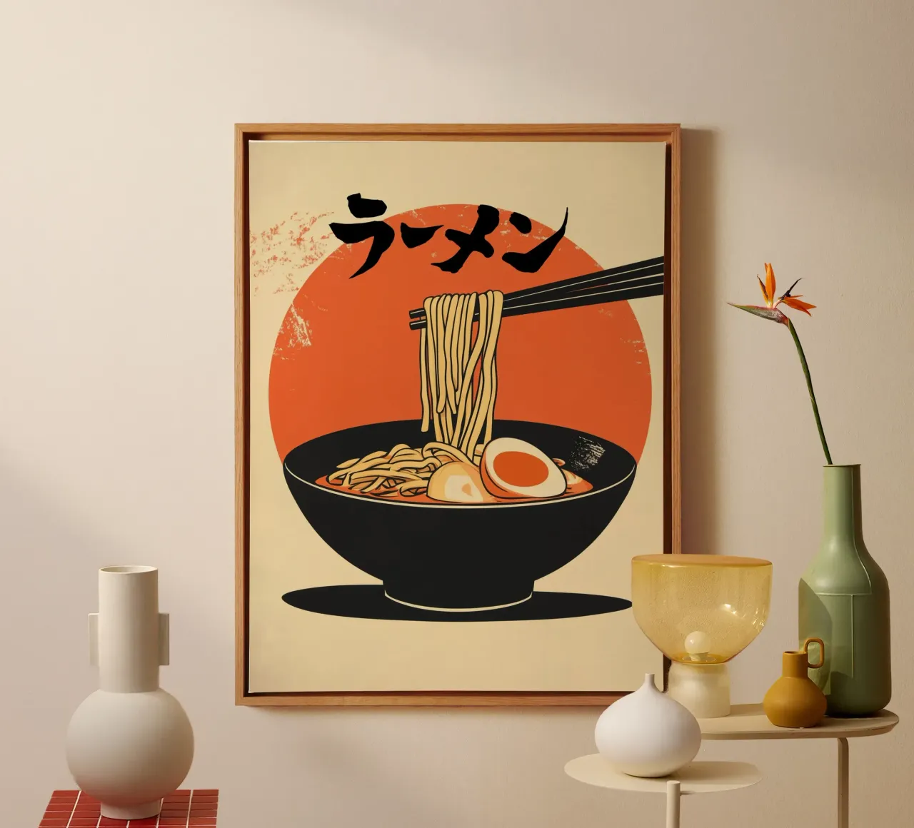 Japanese ramen advert in retro style for the kitchen canvas by Autofocus