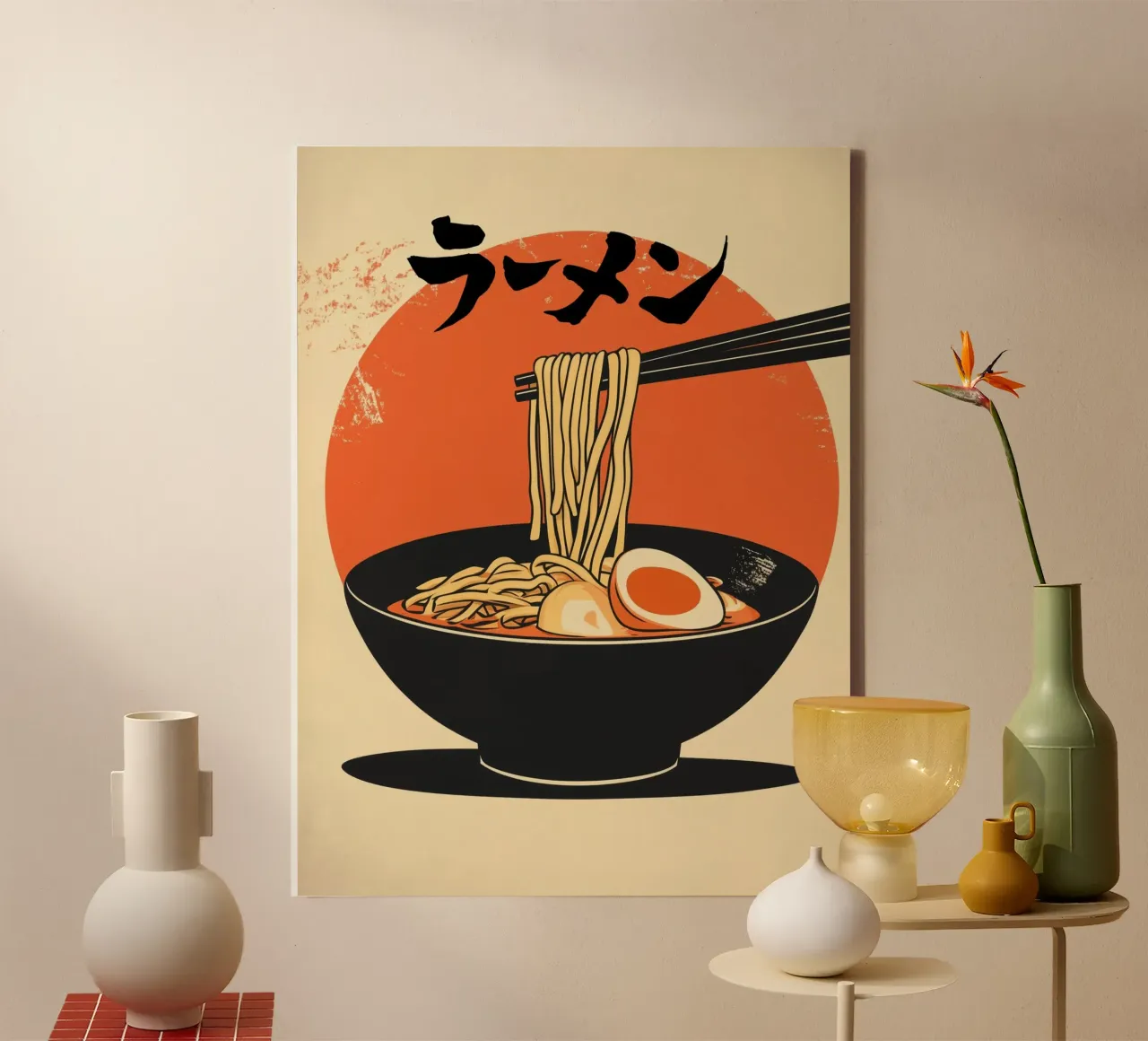 Japanese ramen advert in retro style for the kitchen canvas by Autofocus