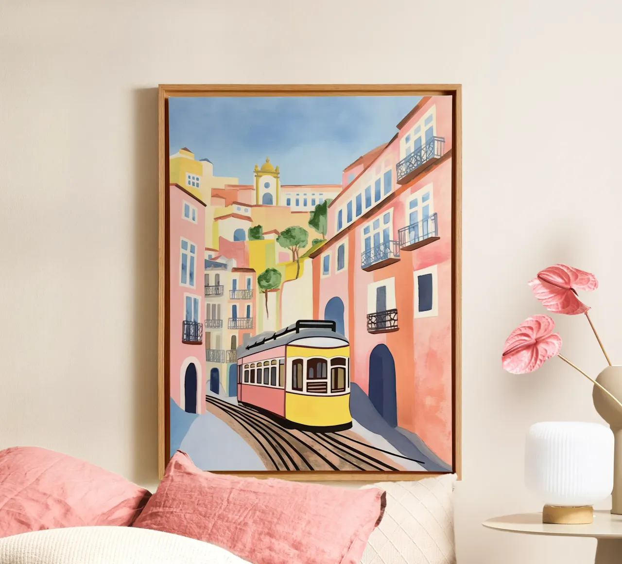 I colori di Lisbona tela con Cornice a cassetta da DaarbyN